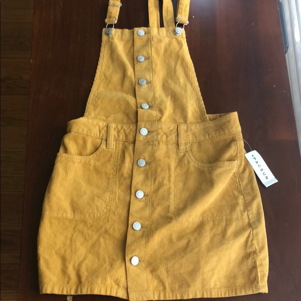Yellow corduroy button down overalls (brand new)